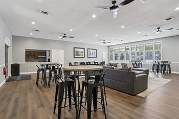 Clubhouse with kitchen and big screen television